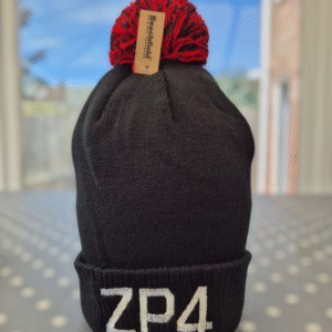 ZP4 Embroidered Black & Red Beanie Hat