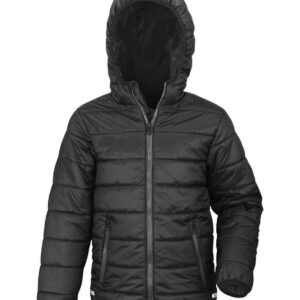 ZP4 Embroidered Logo Kids Black Padded Coat